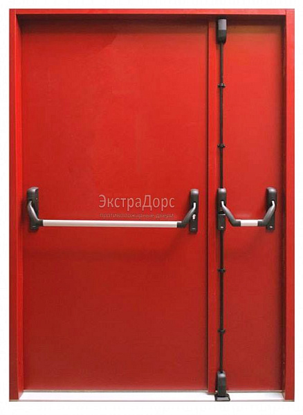 Противопожарная дверь EI 60 дымогазонепроницаемая красная с антипаникой во Фрязино  купить