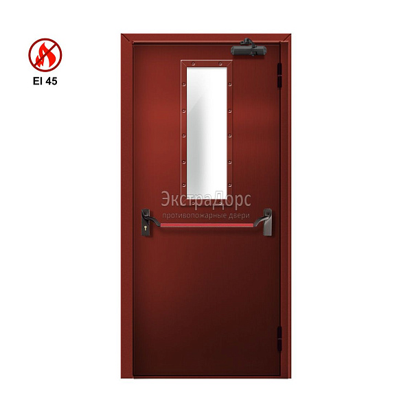 Противопожарная дверь EI 45 ДМП-01-EI45 ДП148 однопольная остекленная с антипаникой во Фрязино  купить