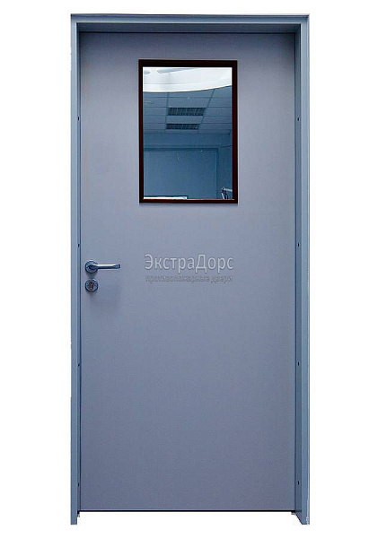 Дверь противопожарная металлическая однопольная EI 30 газодымонепроницаемая со стеклом во Фрязино  купить