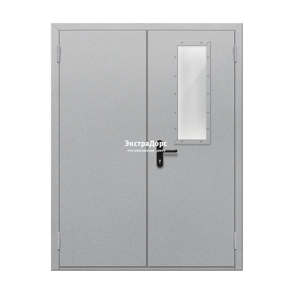 Двупольная огнестойкая дверь EI 60 ДО-02-EI-60 двупольная остеклённая с прямоугольным стеклом во Фрязино  купить